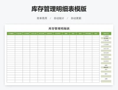 库存管理明细表模版