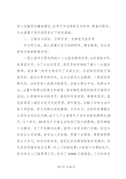 某年党代表述职报告范文.docx