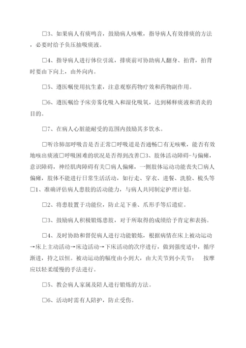 脑梗塞病人个性化护理记录单.docx