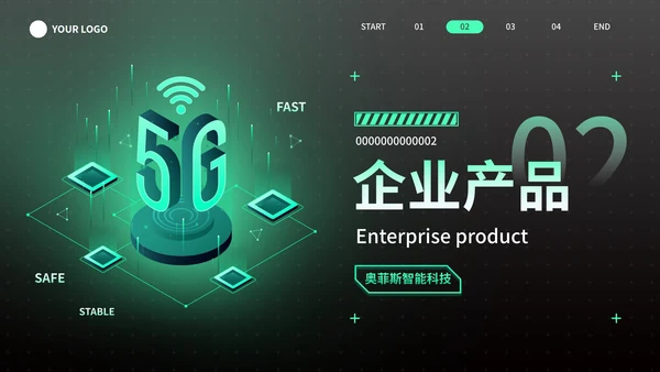 黑绿高级科技风5G赋能企业产品介绍PPT模板