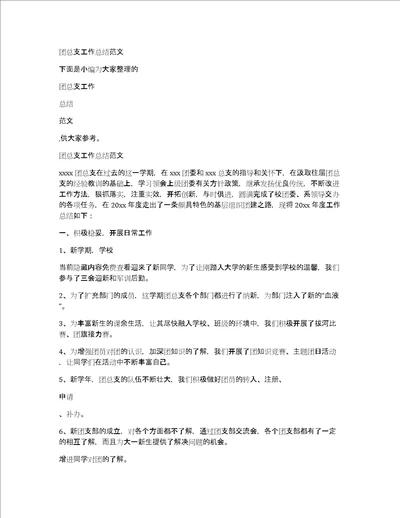 团总支工作总结范文