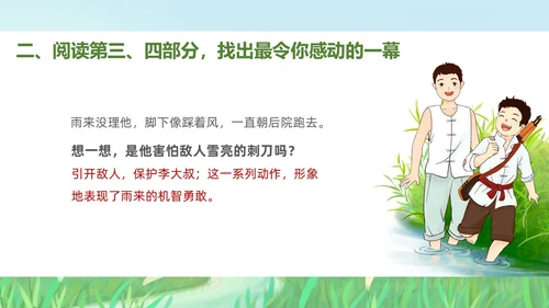 绿色插画风小学语文小英雄雨来PPT课件小学语文四年级下册课件