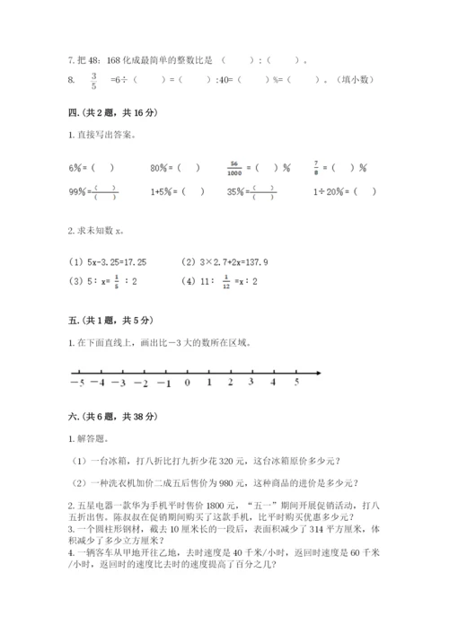 小学六年级数学摸底考试题及答案（名师系列）.docx