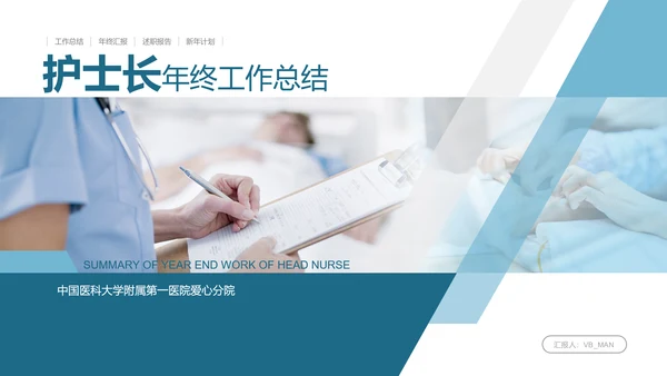 护士长年终工作总结述职报告汇报PPT模板