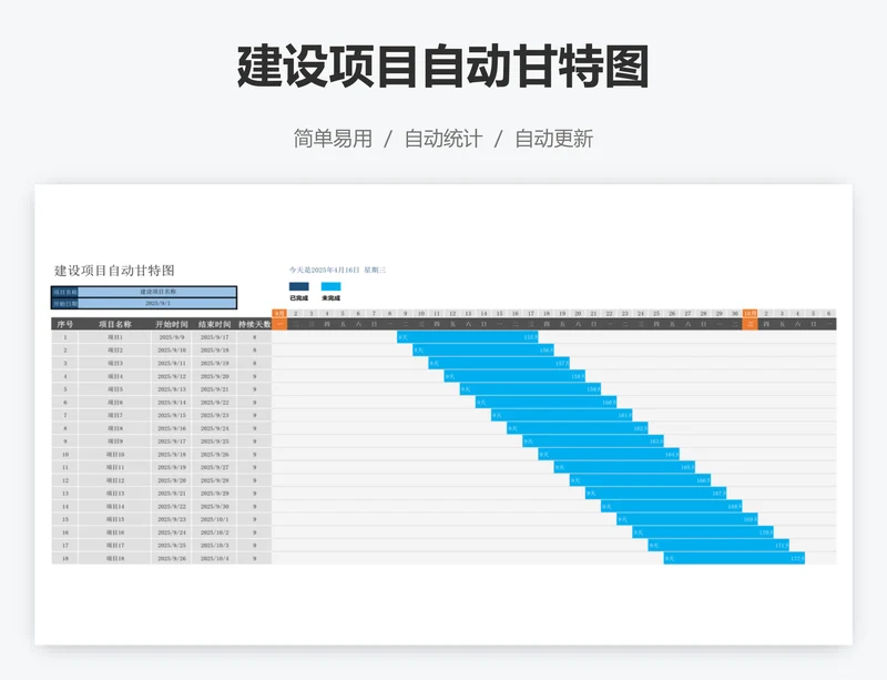 建设项目自动甘特图