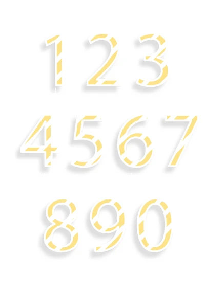 金黄色立体0-9数字免扣素材