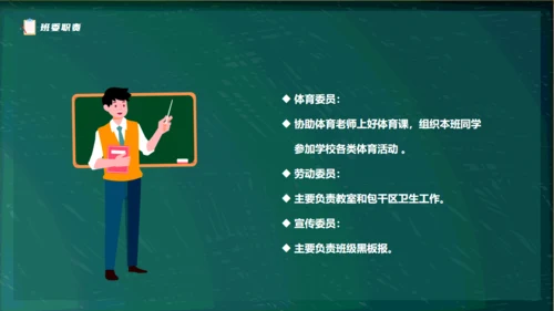 黑板卡通风儿童小学生班委竞选通用PPT模板