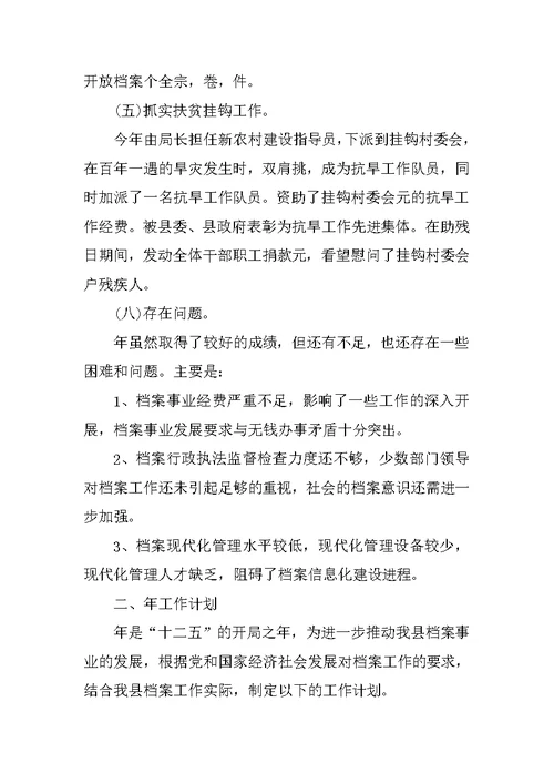 县档案局年终工作总结与工作计划