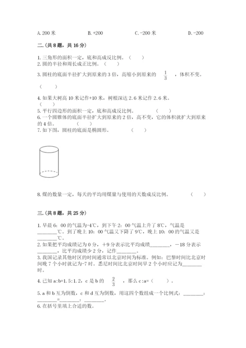 河南省平顶山市六年级下册数学期末考试试卷及答案（易错题）.docx