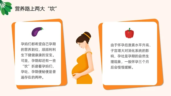 插画风橙色精美孕期健康饮食孕妇产妇护理培训PPT课件健康饮食讲座