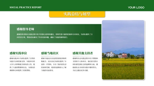 黄绿色简约风社会实践报告PPT模板