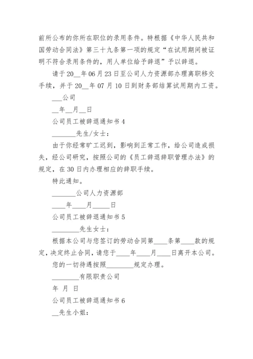 公司员工被辞退通知书9篇.docx