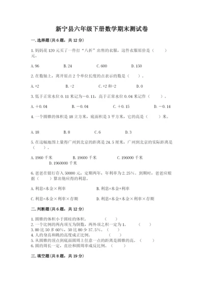 新宁县六年级下册数学期末测试卷及参考答案1套.docx