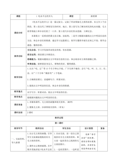 1《吃水不忘挖井人》新课标核心素养教案