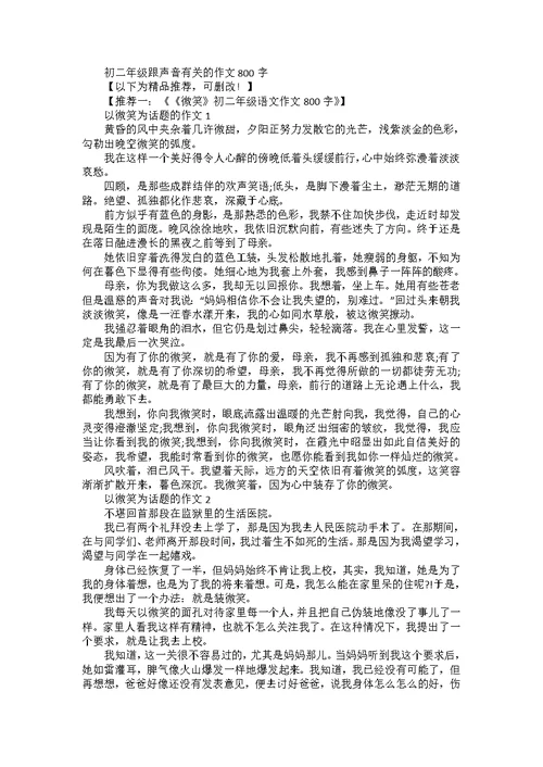 初二年级跟声音有关的作文800字