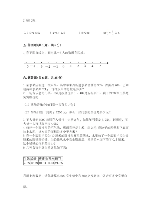 冀教版小学六年级下册数学期末综合素养测试卷附完整答案【网校专用】.docx