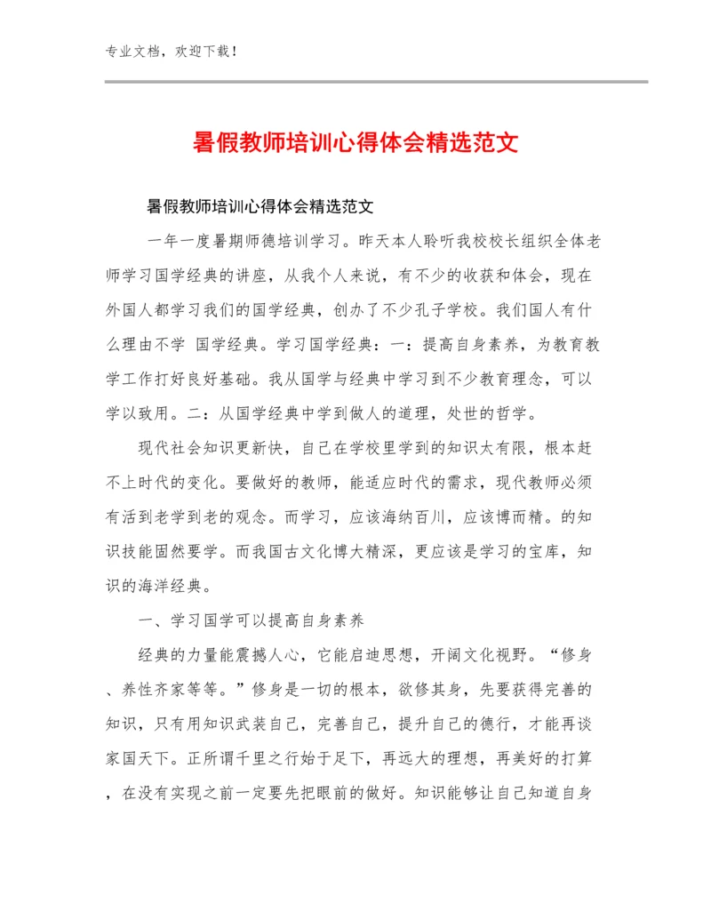 暑假教师培训心得体会精选范文例文25篇合辑.docx