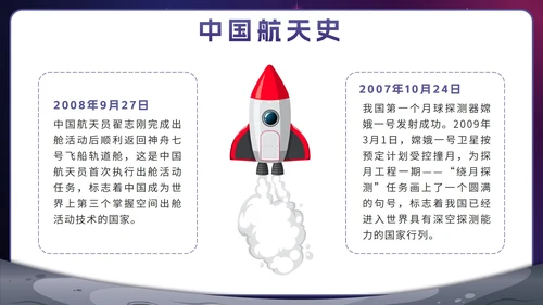 蓝色卡通宇宙航天强国中国梦主题班会带内容PPT模板