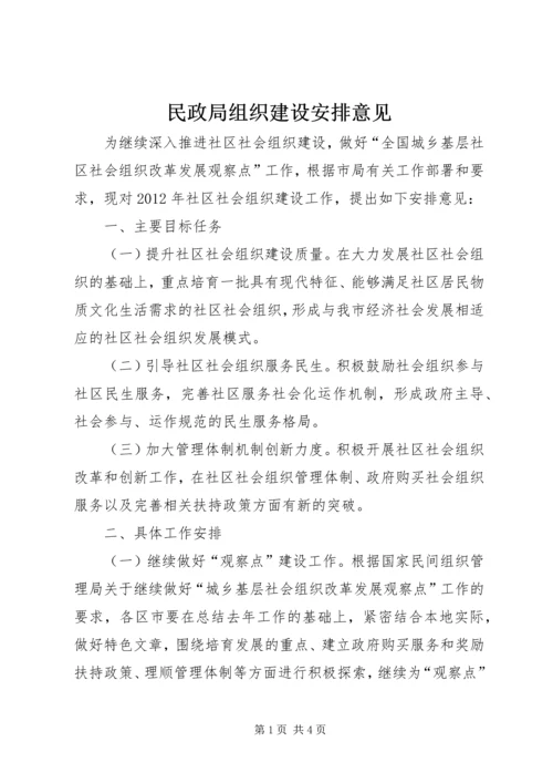 民政局组织建设安排意见.docx