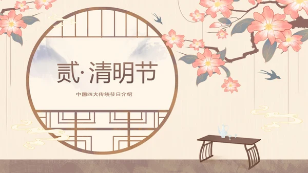 黄色中国风中国四大传统节日介绍PPT