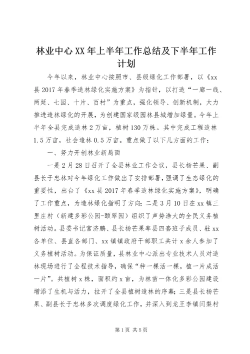 林业中心XX年上半年工作总结及下半年工作计划.docx