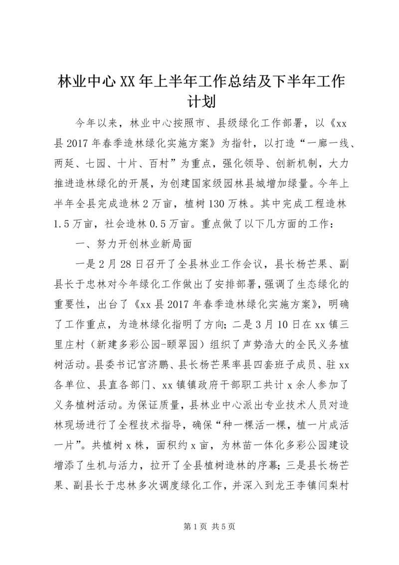 林业中心XX年上半年工作总结及下半年工作计划.docx