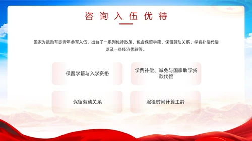 红色简约风春季征兵宣传PPT模板