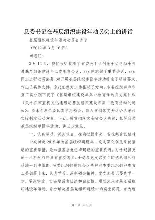 县委书记在基层组织建设年动员会上的讲话.docx