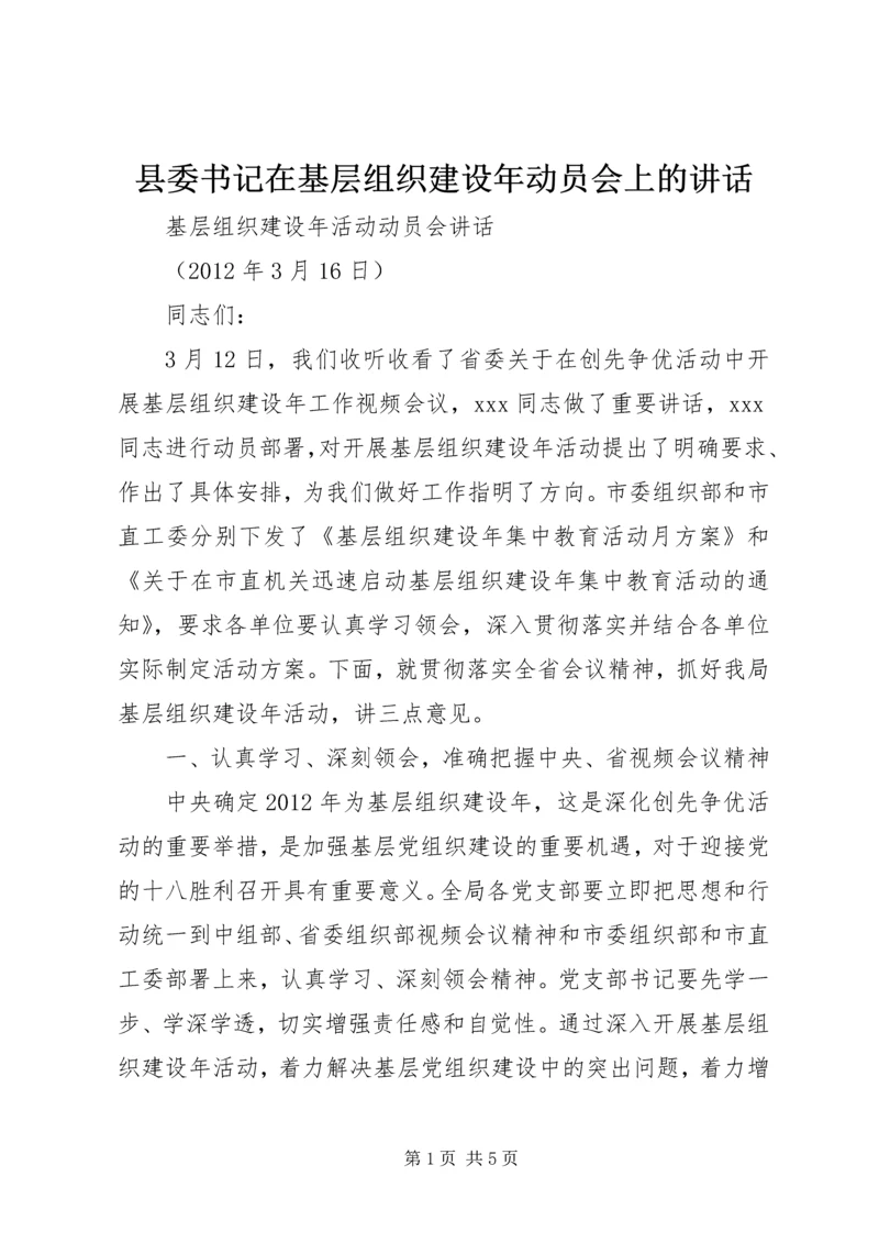 县委书记在基层组织建设年动员会上的讲话.docx