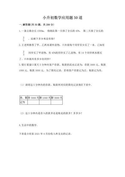 小升初数学应用题50道及参考答案1套.docx