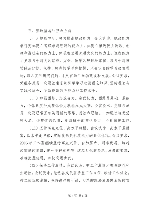 人民政府党组民主生活会情况的报告.docx