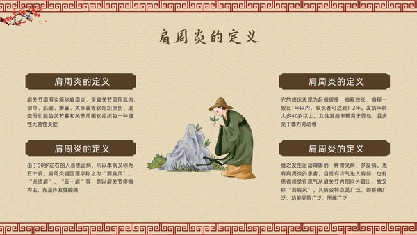 棕色古风肩周炎的中医护理PPT模板宣传PPT动态PPT