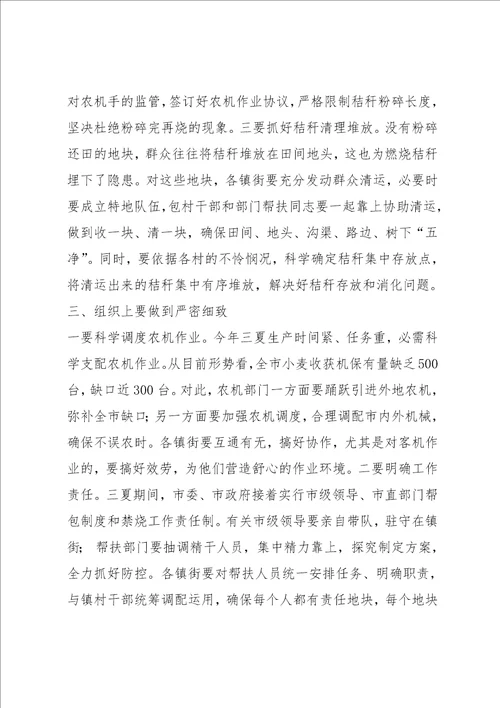 在全市三夏生产暨秸秆禁烧工作会议上的讲话