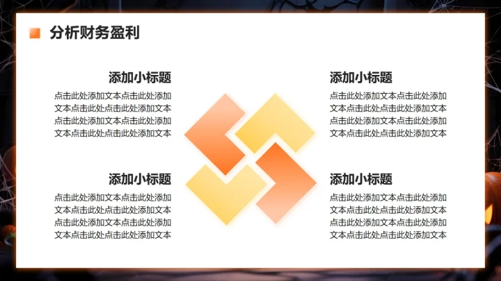橙色暗黑卡通风万圣节消费趋势商业计划书PPT模板
