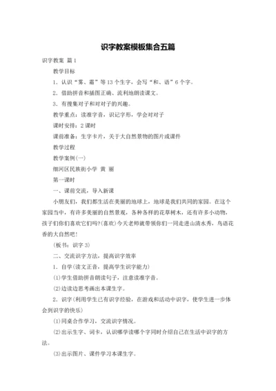 识字教案模板集合五篇.docx