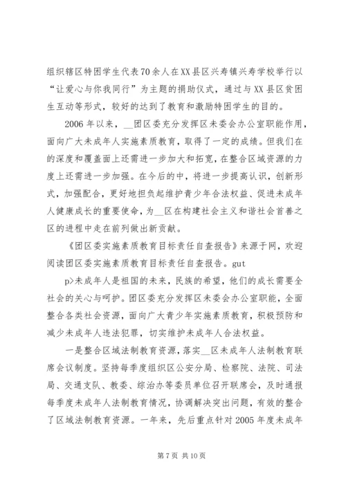 团区委实施素质教育工作目标责任自查报告.docx