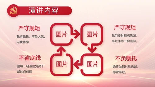 红色党建党支部党员大会工作总结动态PPT