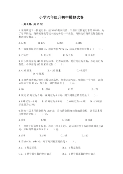 小学六年级升初中模拟试卷含完整答案（历年真题）.docx