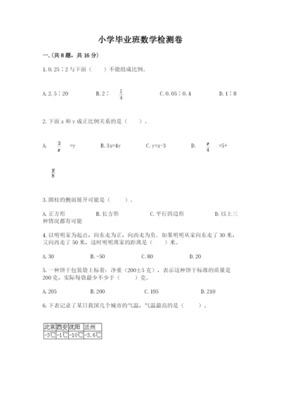 小学毕业班数学检测卷（易错题）.docx