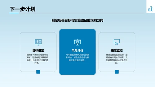 蓝色商务风新季度目标与行动计划PPT模板