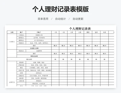 个人理财记录表模版
