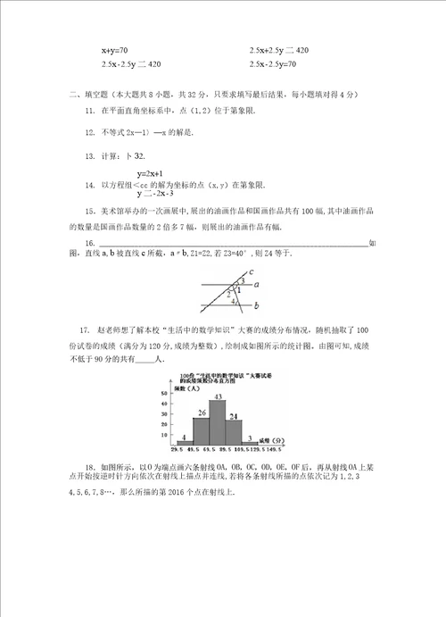 山东省20192020学年下学期初中七年级期末考试数学试卷