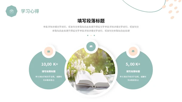 简约形状小清新绿植学习汇报总结心得体会分享PPT学习分享