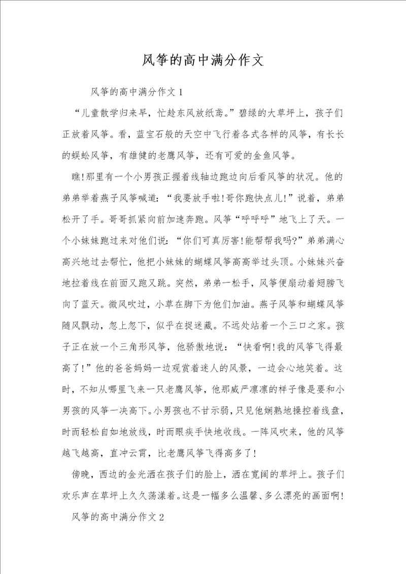 风筝的高中满分作文