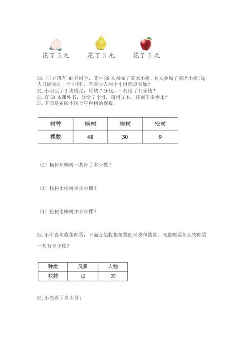 二年级上册数学应用题100道精品（达标题）.docx