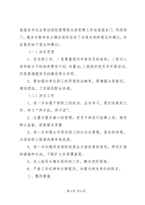 市社会劳动保险管理局支部党建工作自查报告 (4).docx