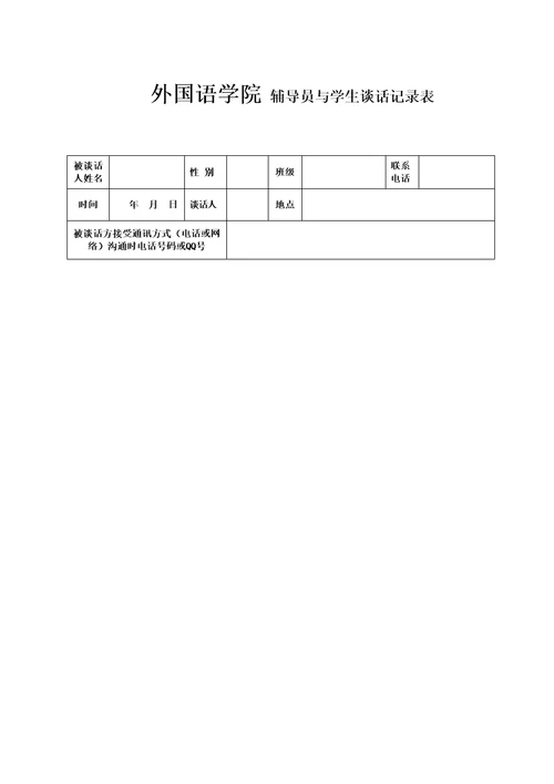 辅导员与学生谈话记录表