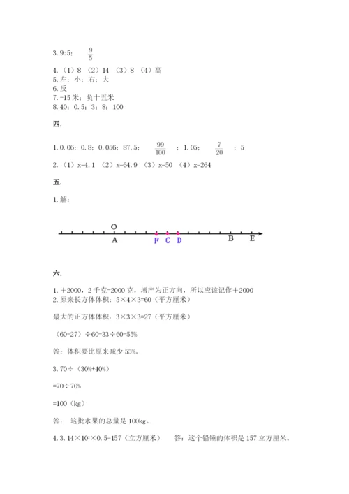 小学六年级数学毕业试题及参考答案【完整版】.docx