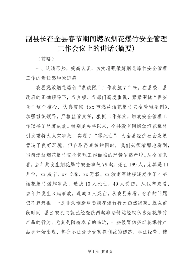 副县长在全县春节期间燃放烟花爆竹安全管理工作会议上的讲话(摘要).docx