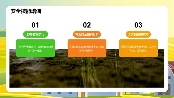 绿色插画林业安全教育培训课件PPT模板